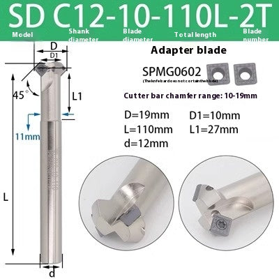 6037 45 degree inside and outside positive and negative chamfering cutter CNC rounding chamfering cutter SD SPK upper and lower bore reverse pull chamfering cutter bar Shandong Denso Pricision Tools Co.,Ltd.